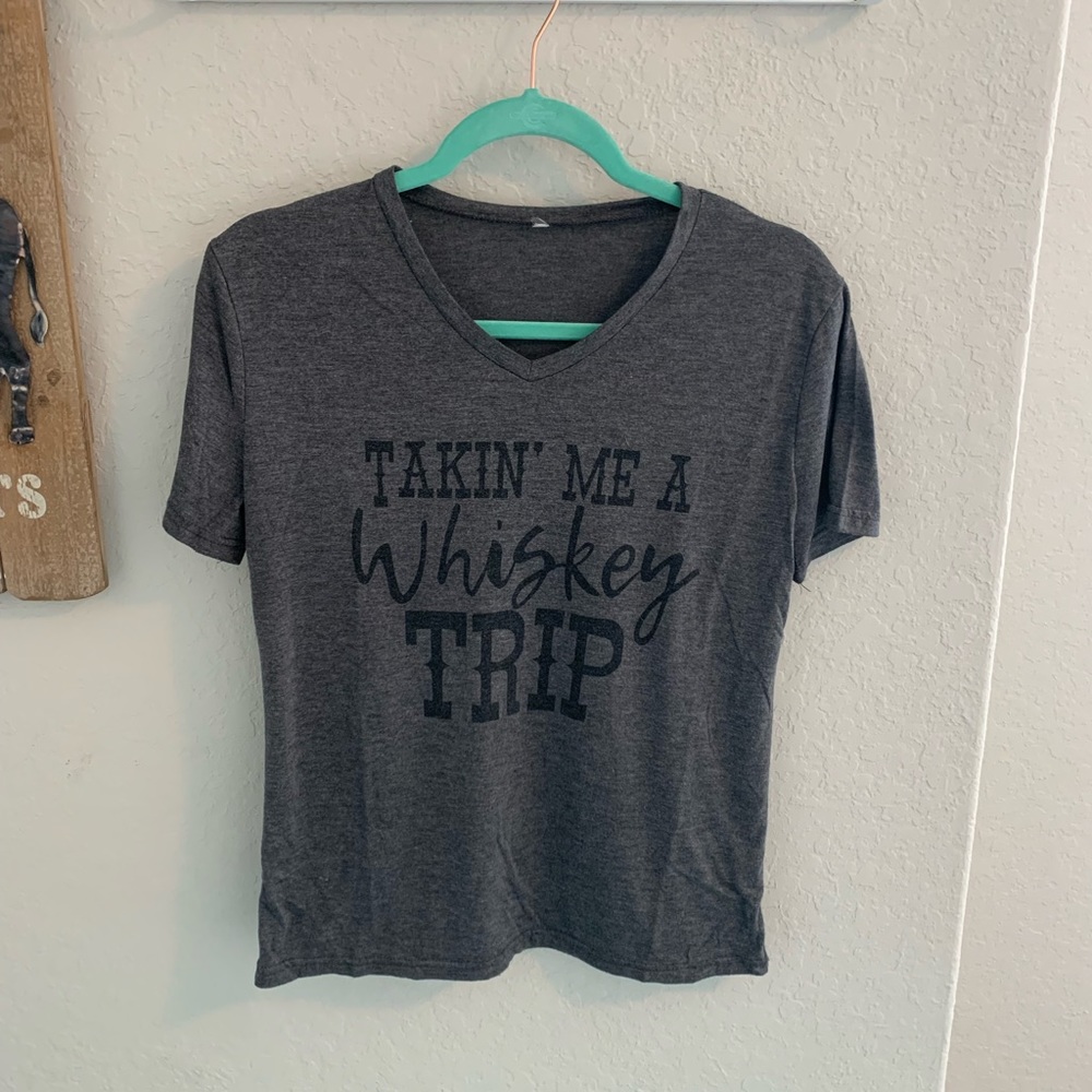 👚 Taking Me A Whiskey Trip Tee Grey Medium